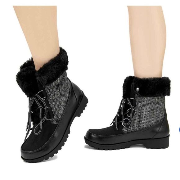 JBU Southgate Herringbone Ladies’ Boots Memory Foam Footbed Cozy Fur Lining NWT - Picture 7 of 14